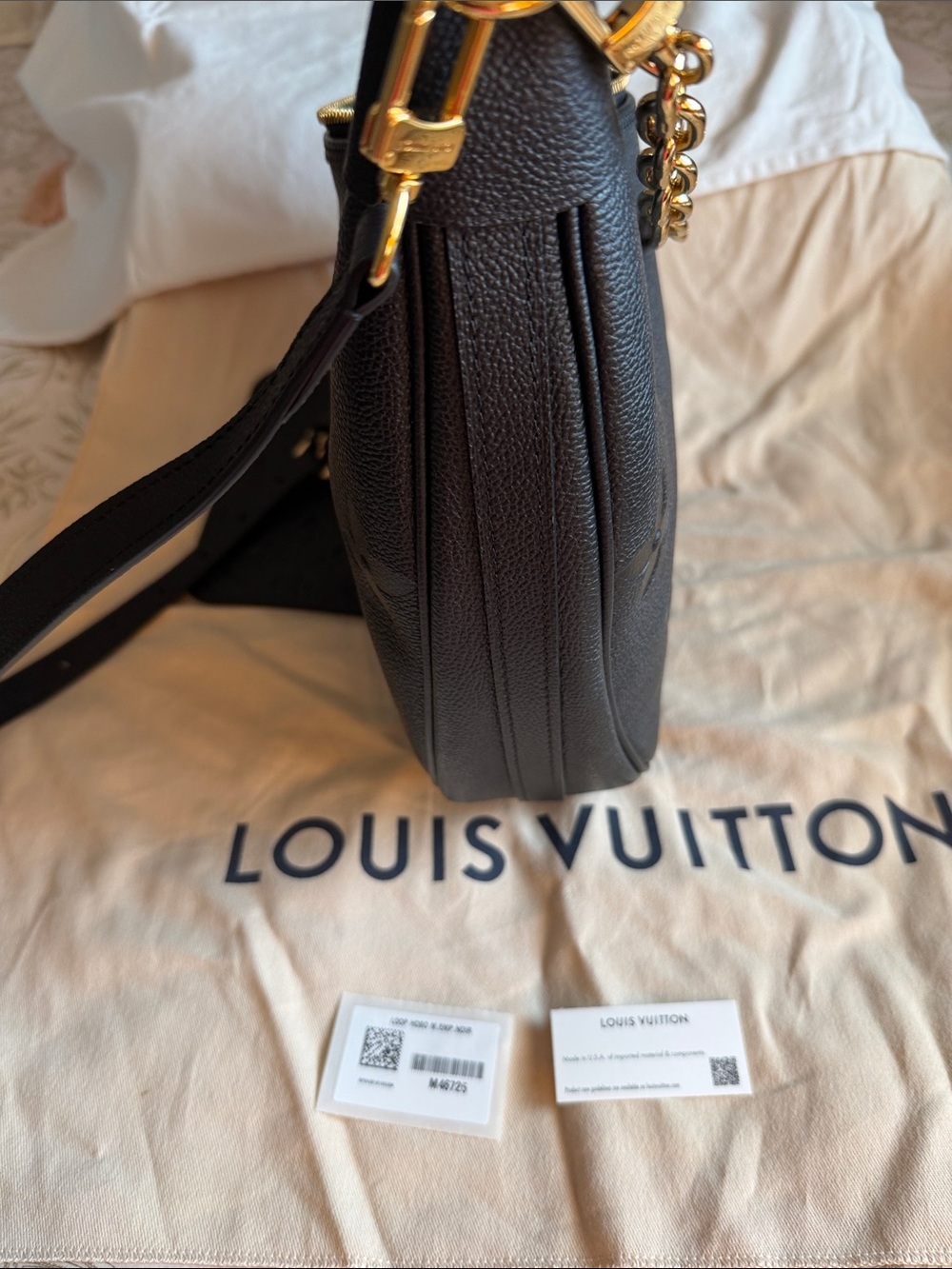 Louis Vuitton Black Embossed Monogram Hobo with Gold Chain Accent - Picture 6 of 9